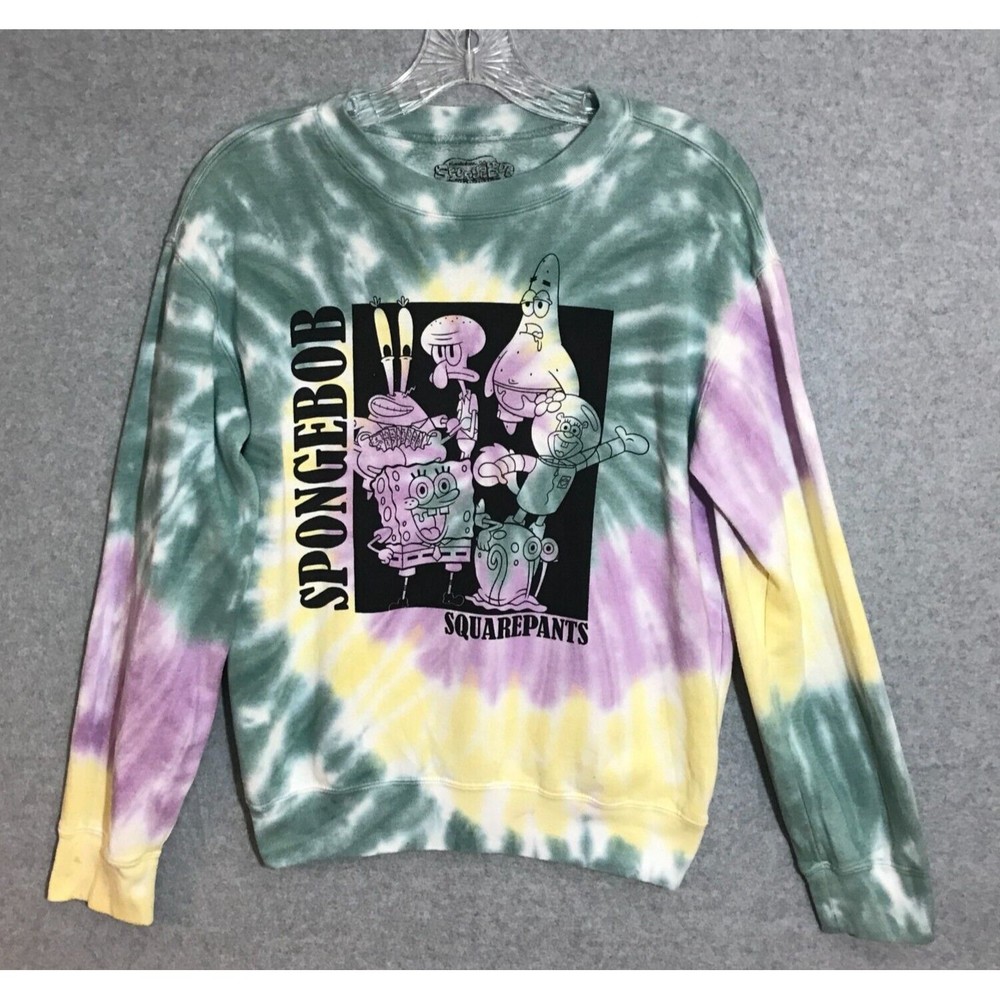 Spongebob Squarepants Characters Sweatshirt Womens‎ XS Tie-Dye Nickelodeon